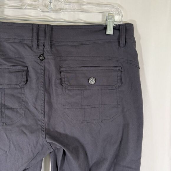 prAna Hiking Pants Women's 12 Dark Grey Nylon Snap Pockets 2 Button Zip - Picture 12 of 12